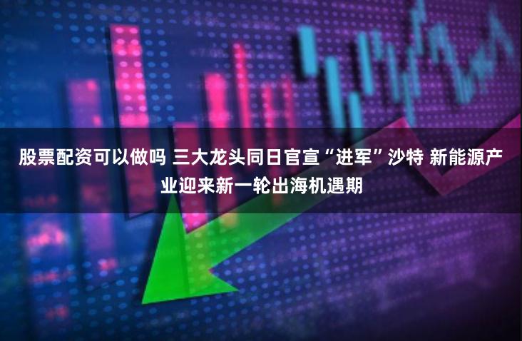 股票配资可以做吗 三大龙头同日官宣“进军”沙特 新能源产业迎来新一轮出海机遇期